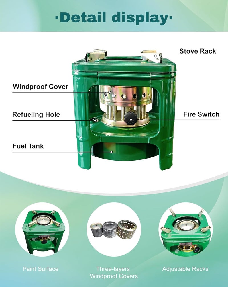 CHADWICK Camping Picnic Burner Furnace, Efficient Portable Camping Stove, Backpacking Oil Stoves Cooker Cookware, Handy Outdoor Portable Kerosene Stove (Square) - Image 3